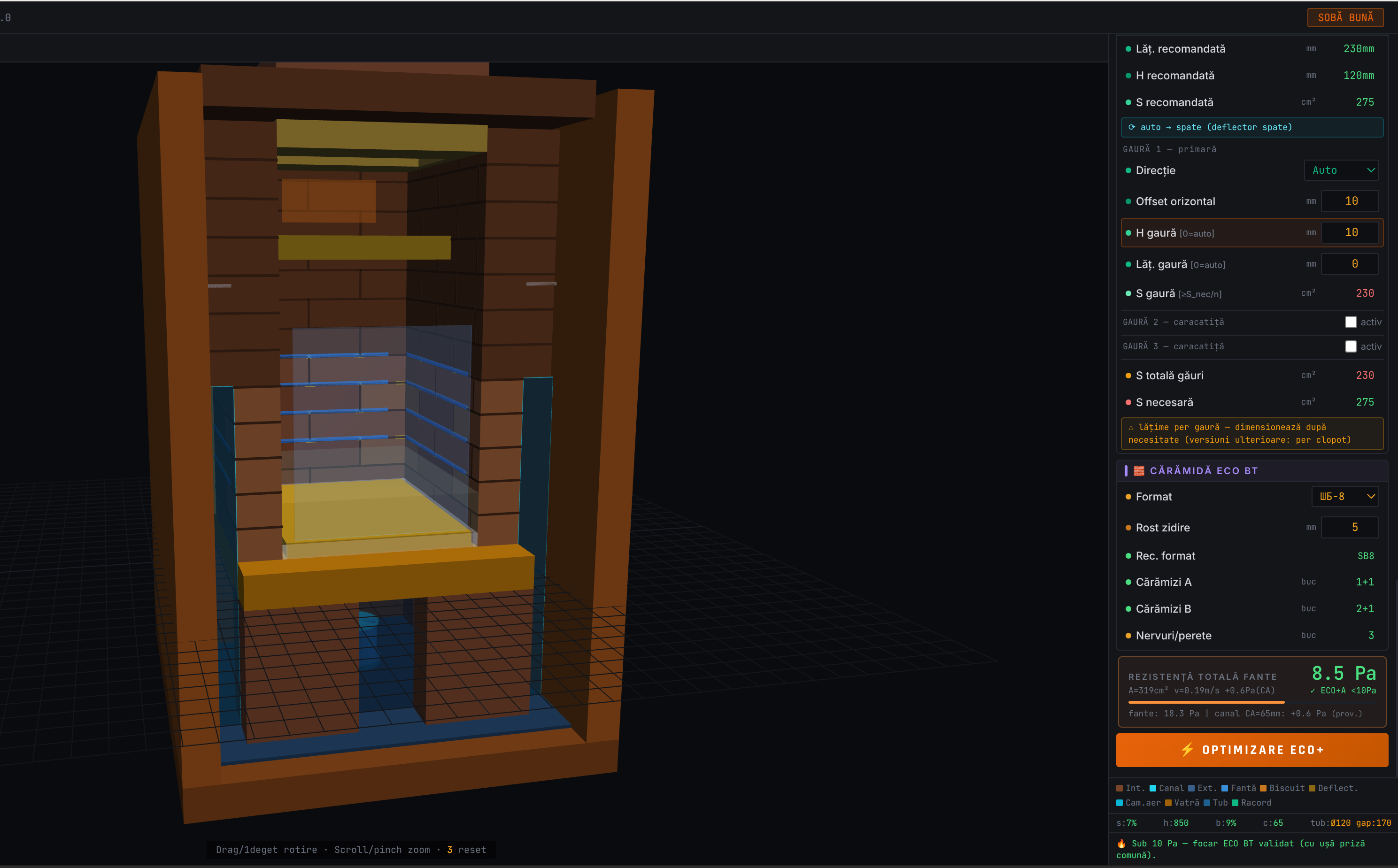 FocarEco 3D — vizualizare secțiune focar ECO+